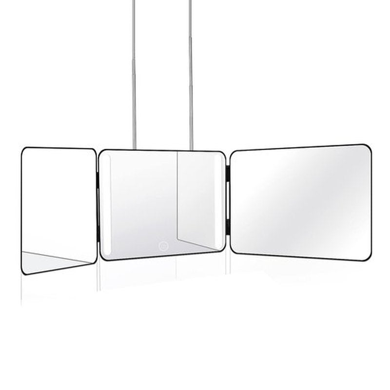 JANMPASK LED 3 Way Mirror for Self Cutting Mirror Vanity Mirror Barber Supplies Accessories 360 Makeup Mirror with Light Trifold Mirror to See Back of Head