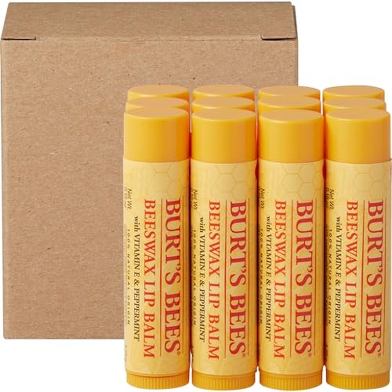 Burt's Bees Lip Balm - Original Beeswax 12 Count Pack in Bulk, Lip Moisturizer With Responsibly Sourced Beeswax, Tint-Free, Natural Origin Conditioning Lip Treatment, 12 Tubes, 0.15 oz