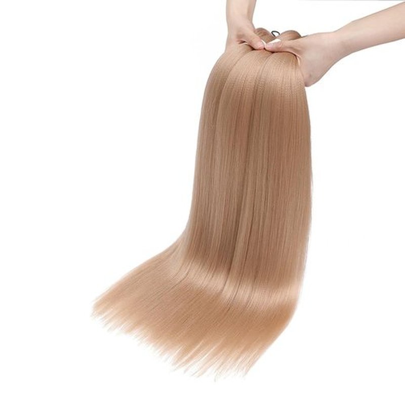 Newluyang Pre Stretched Braiding Hair, Synthetic Crochet Hair Braids,26 inch 3 packs Hot Water Setting Professional Yaki Texture Crochet Hair Extension Braids.（24#/Light Brown Blonde）