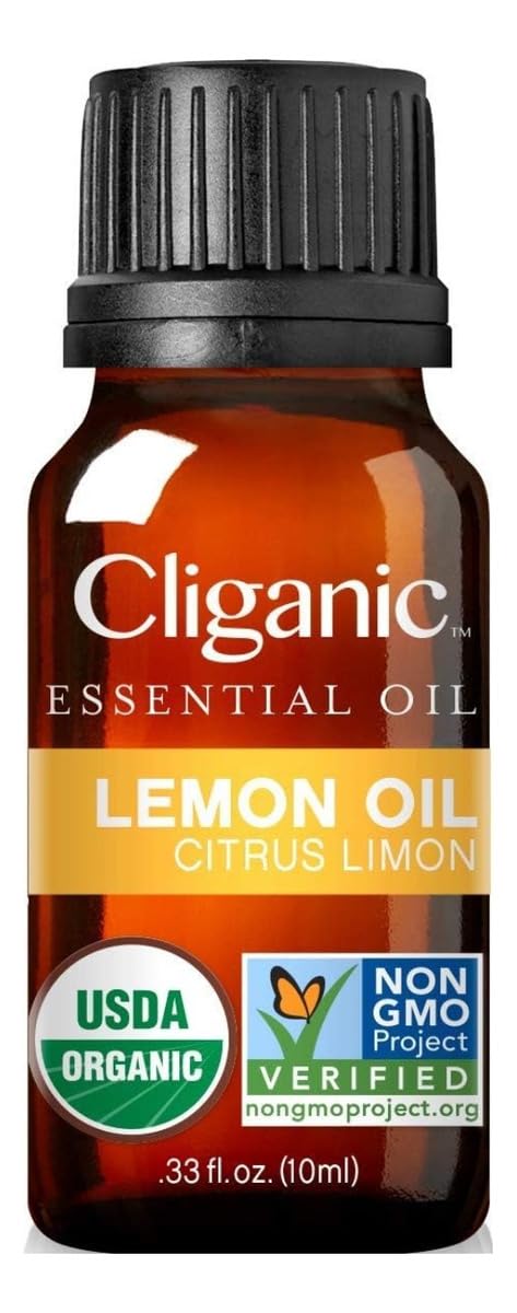 Cliganic USDA Organic Lemon Essential Oil, 100% Pure & Natural | Undiluted, for Aromatherapy, Household Cleaning | Non-GMO Verified