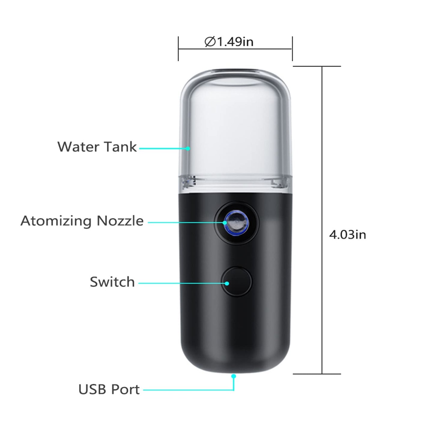 Kingsmile Mini Nano Mister, Black Handy Lash Mister for Eyelash Extensions