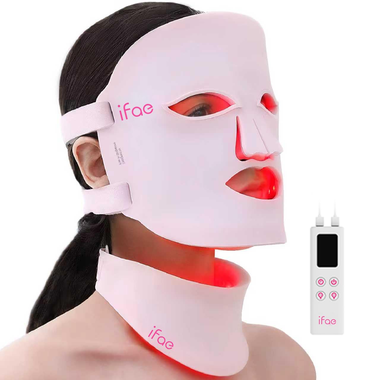 Aesthifae Red Light Therapy Mask for Face and Neck, 7 Colors with NIR Led Face Mask Light Therapy with Eye Protection and Remote, Rechargeable Ergonomic Design for True Anti-Aging Skincare at Home