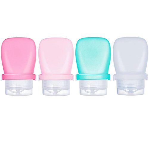 WXOIEOD 1 oz Travel Bottles, Leakproof Silicone Squeeze Bottle Mini Travel Size Container for Toiletries Lotion Shampoo and Conditioner Liquid Salad Dressing to go Condiment, TSA Approved, 4 Pack