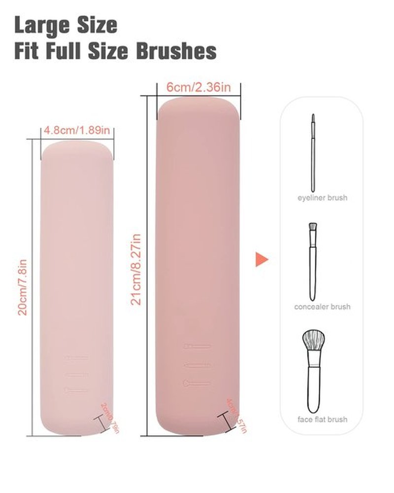 FERYES Large Travel Makeup Brush Holder, Magnetic Anti-fall Out Silicon Portable Cosmetic Face Brushes Holder, Soft and Sleek Makeup Tools Organizer for Travel- (8.27 * 2.36 * 1.57)