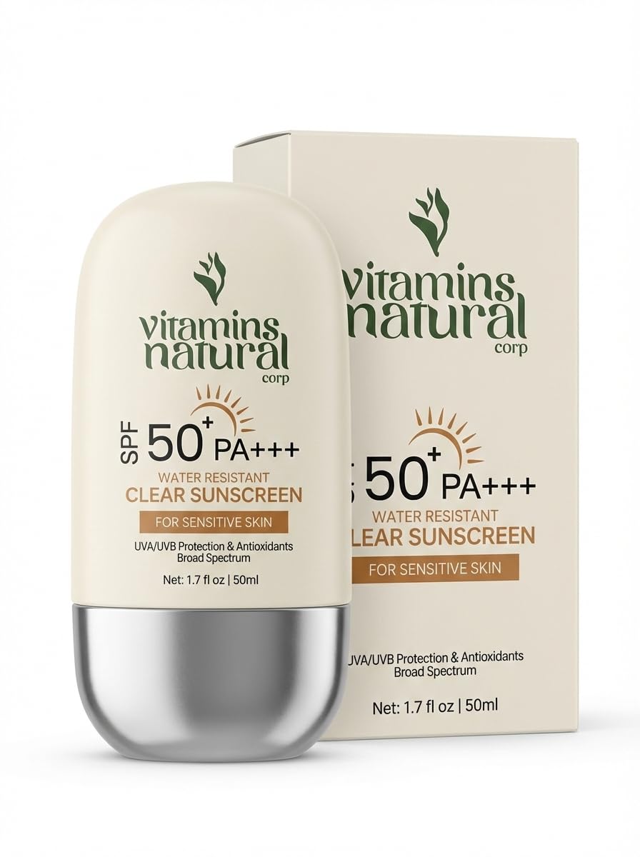 VITAMINS NATURAL CORP Sunscreen SPF 50 Face Cream Broad Spectrum UVA UVB Protection Lightweight Non Greasy Oil and Fragrance Free Water Resistant Facial Sunscreen 1.7 Oz