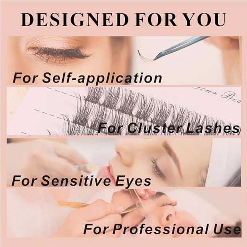 RKISSBEAUTY Cluster Lash Glue Individual Lash Glue for DIY or Professional Use 3 Weeks Long Lasting DIY or Salon (Black, 5ml)