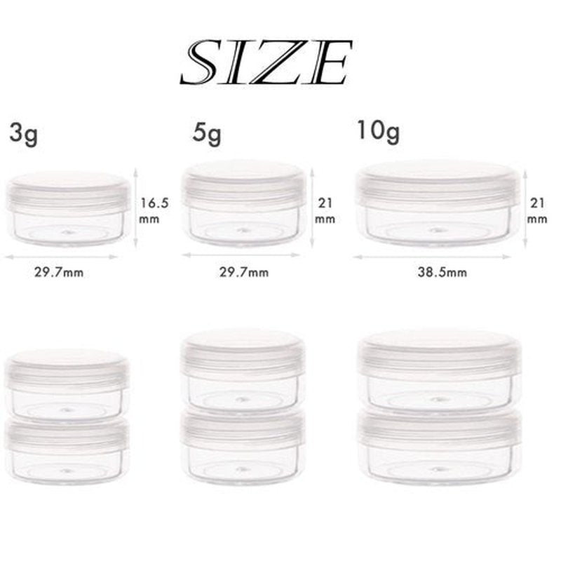 ZEJIA 3 Gram Sample Containers with Lids, 50 Count Tiny Sample Jars, 3ML Makeup Cosmetic Containers for Lip Balms, Lotion, Powder, Beauty Products(Clear Lids)