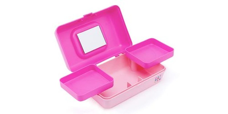 Caboodles Pretty In Petite - Forever Fun Makeup Organizer Compact Carrying Cosmetic Case, Pink Over Rose, 1 count