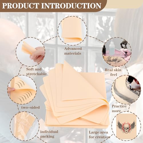 Tattoo Practice Fake Skins and Transfer Paper Kit Includes 40Pcs Tattoo Stencil Paper and 10Pcs Double Sided Blank Practice Fake Skin for Beginners and Experienced Artists