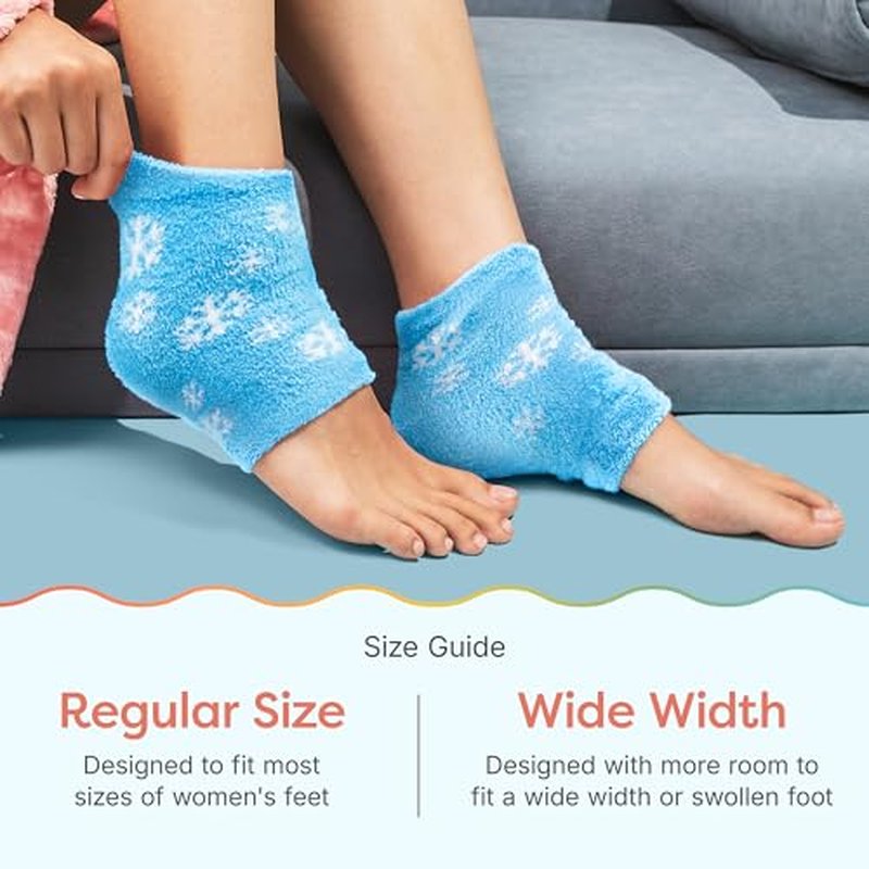 ZenToes Moisturizing Sleep Socks with Vitamin E, Olive Oil and Jojoba Seed Oil to Soften and Hydrate Dry Cracked Heels (Holiday Stripes, Regular)