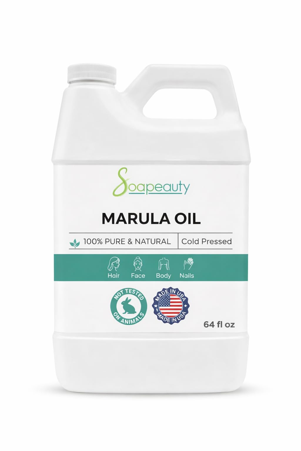 Soapeauty Marula Oil 100% Pure & Natural, Cold Pressed, Rich in Vitamin E & Omega Fatty Acids | Best for Skin, Hair, Face, Nails, and Soap Making | 64 fl oz