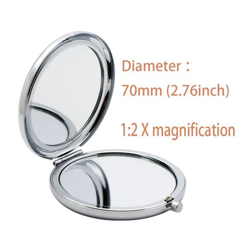 oaiqiy Oaiqiy Compact Mirror, Handheld 2.75 Inch Travel Makeup Mirror, 1X/2X Magnifying Round Pocket Makeup Mirror(Silvery, Silvery Pack