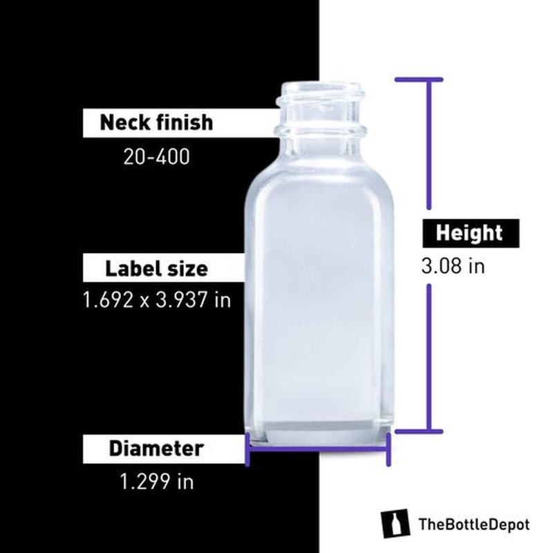 The Bottle Depot - 2 Pack - 1 oz Glass Bottle with Dropper - Clear - 20-400 Neck Finish - Boston Round Bottles - Leakproof Essential Oils Bottles
