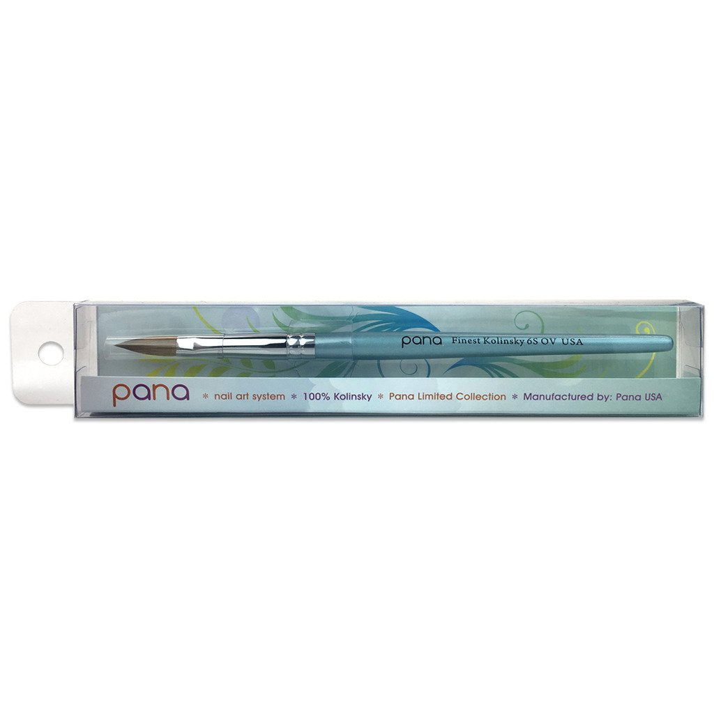 Size 10 PANA Pure Kolinsky Acrylic Nail Brush - Oval Crimped Clear Handle