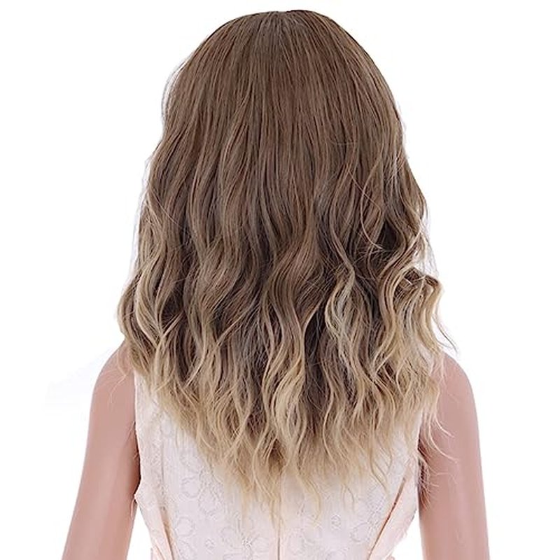 MAGQOO Brown Blonde Wig Girls Kids Short Curly Brown Blonde Wigs Synthetic Heat Resistant Cosplay Costume Party Wigs with Wig Cap(Brown Blonde)