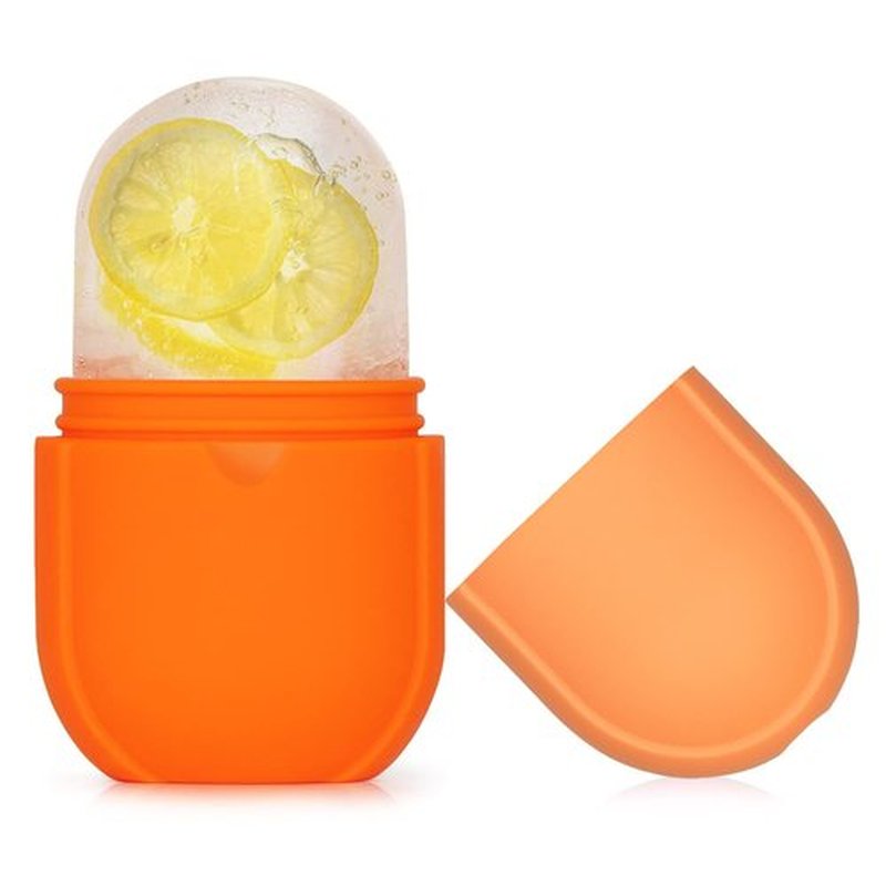 Ice Roller for Face and Eye, Upgrated Ice Face Roller Puffiness Relief Ice Roller Skin Care Tools, Ice Facial Cube, Gua Sha Face Massage, Silicone Ice Mold for Face Beauty ( Orange)