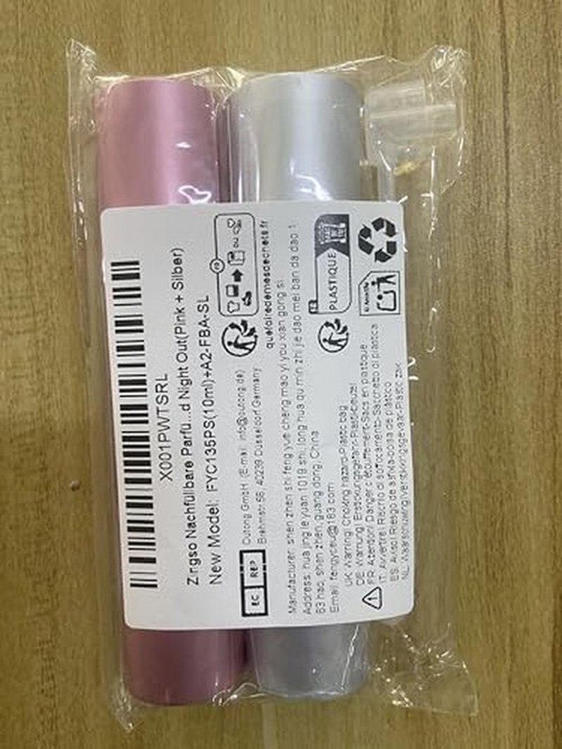 Zingso Portable Mini Refillable Perfume Bottle, 2 Pcs Travel Size Perfume Atomizer Empty Spray Bottle Scent Pump Case for Outdoor and Traveling with Funnel and Perfume Diffuser (10ml (Pink+Silver))