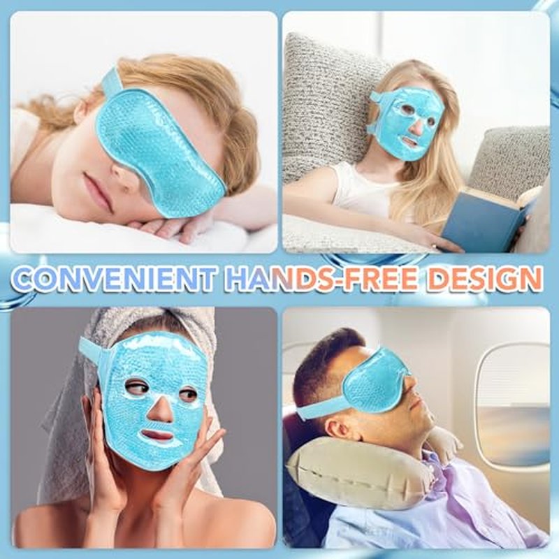 XPCARE Colding Ice Face Mask and Cooling Eye Mask for Puffy Eyes & Migraine Relief, Gel Eye Mask, Cool Face Masks for Dark Circles, Eye Surgery, Sleeping, Pressure, Headaches, Skin Care
