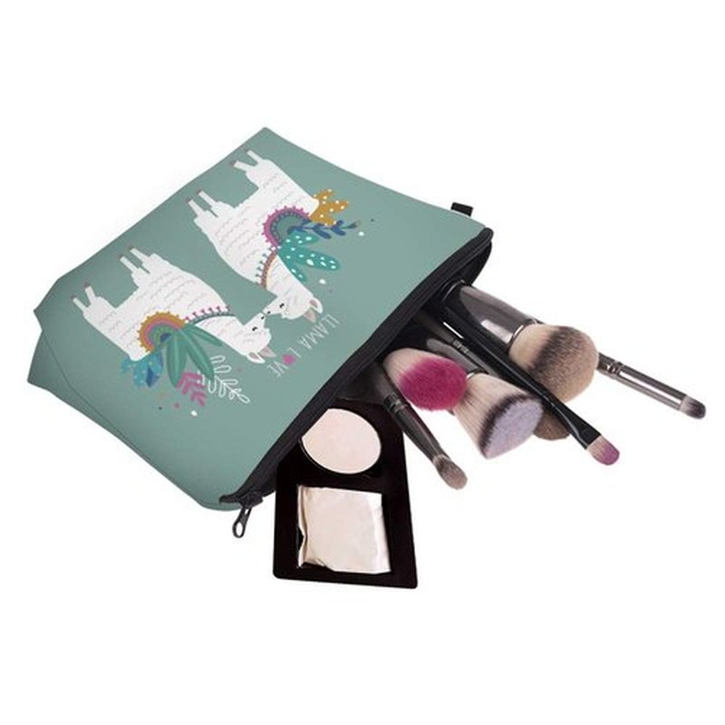LOOMILOO Water Resistant Cute Small Makeup Bag, Nice Printing Cosmetic Bags Travelling case (llama gifts 51434)