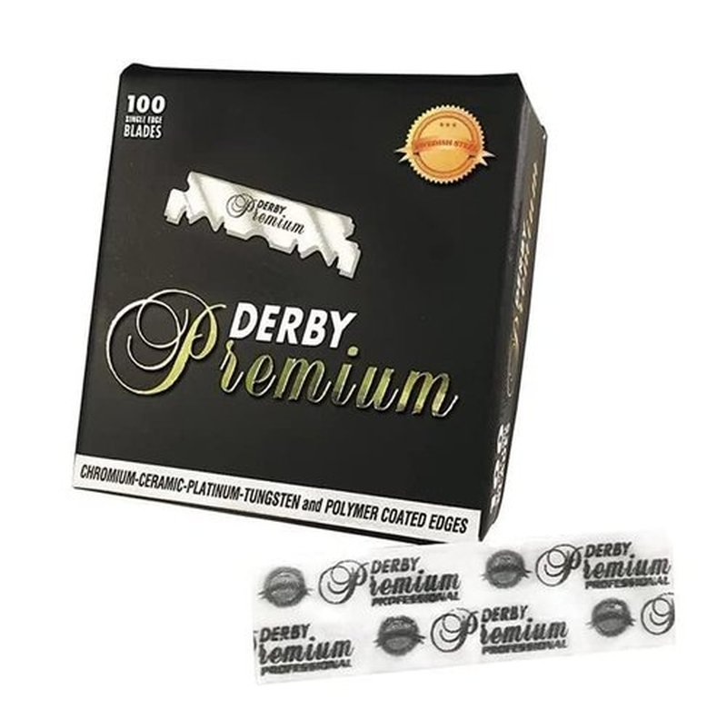 The Shave Factory Straight Edge Razor Kit (Black/Barber No2 Cologne 50ml / 100 Derby Premium Single Edge Razor Blades)