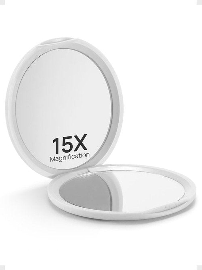 Macaki Compact Mirror for Purses,1X/15X Magnifying Mirror,3-inch Pocket Size Small Mirror for Travel and Makeup,Round White