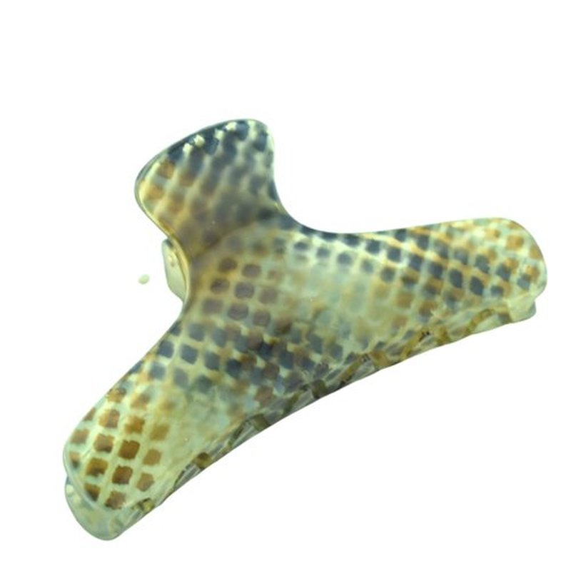 Parcelona French Flat Salon Style Olive Green Medium 3 1/4" Celluloid Covered Spring No Slip Grip Jaw Hair Claw Clip Clamp for Women and Girls, Made in France