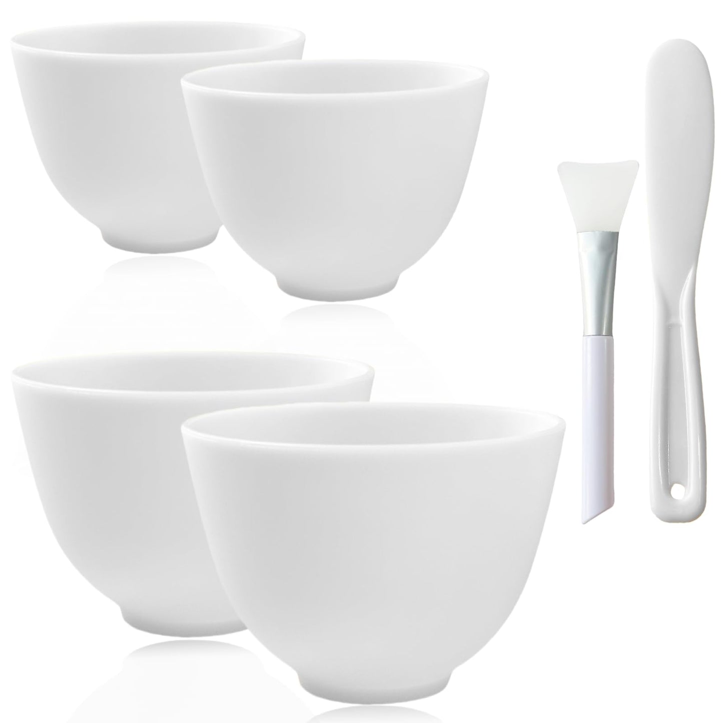 Bigwinyep 4Pcs Silicone Facial Mask Bowl DIY Face Mask Mixing Bowls for for Home Salon Spa Face Skin Applicator Bowl, White