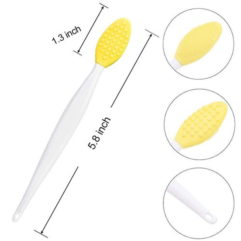 5 Pcs Mini Exfoliating Brush Set - 2 Pcs Silicone Facial Cleansing Brush and 3 Pcs Lip Scrub Brush