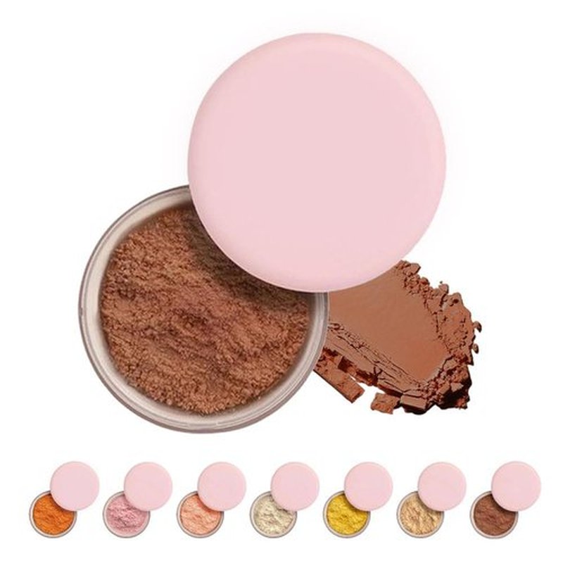 Blurring Setting Powder, 2024 Upgrade Pink Setting Powder Makeup Waterproof Setting Powder for All Skin Tones (07#, M)