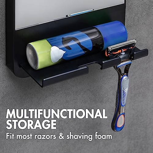 TAILI Shower Mirror Fogless for Shaving with Razor Holder, Fog Free Mirror Shower Suction, Rust-Proof & Removable Bathroom Mirror for Men and Women,Anti Fog Shower Makeup Shave Mirror,Black