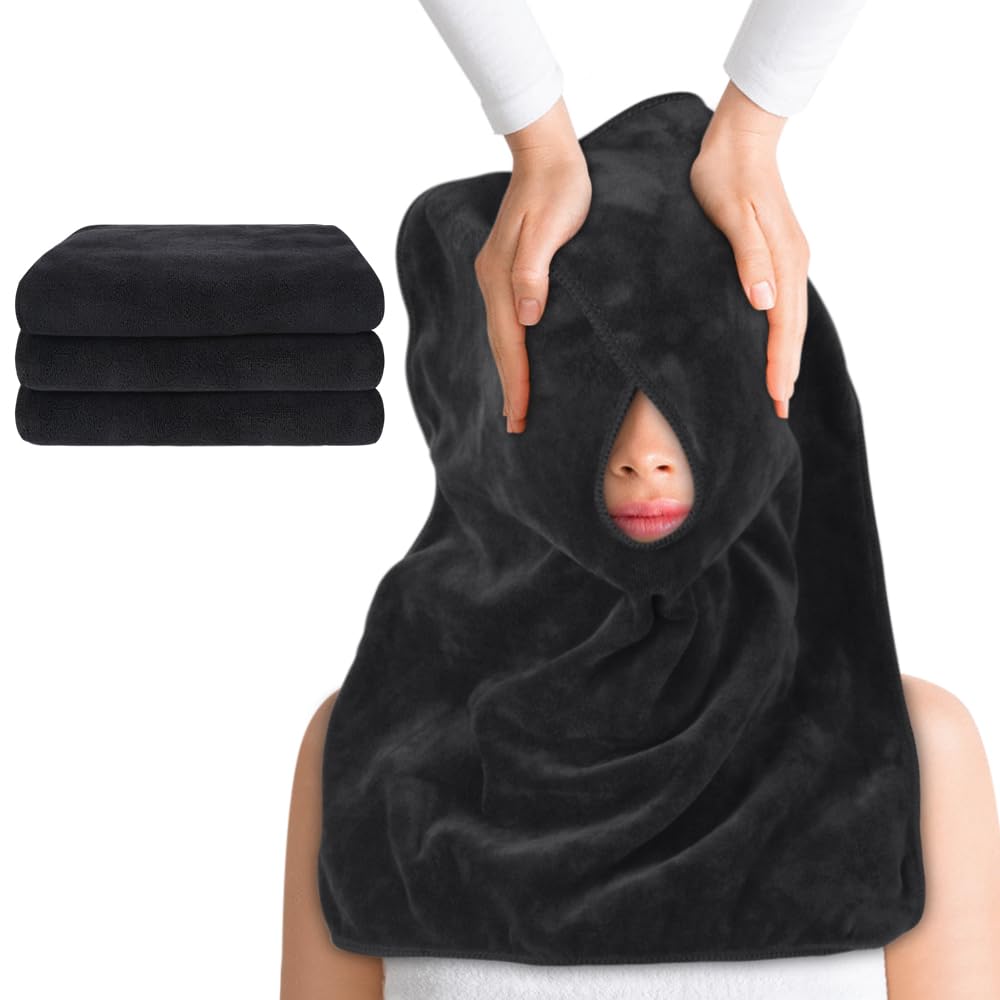 SINLAND Microfiber Esthetician Towels for Facials Mask Removing Face Wrap Soft Facial Cloth with Split Design Spa Towels for Facial Steam Massage and Cleansing 20x15.7inch