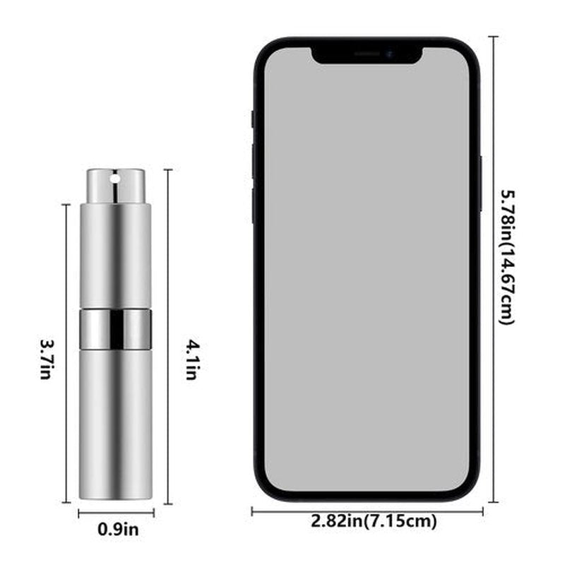 Lil Ray 8ml Portable Mini Perfume Atomizer(4 PCS)，Refillable Empty Small Spray Bottle for Travel, Twist Tpye Pocket Cologne Sprayer (Silver)