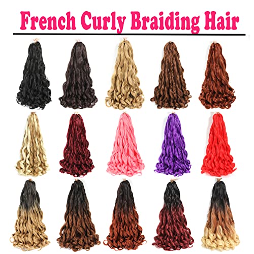 French Curly Braiding Hair 12 Inch 8 Packs - Pre Stretched Bouncy Braiding Hair- Loose Wavy Braiding Hair Synthetic Hair Extensions For Black Women (12 inch 8 packs 4)