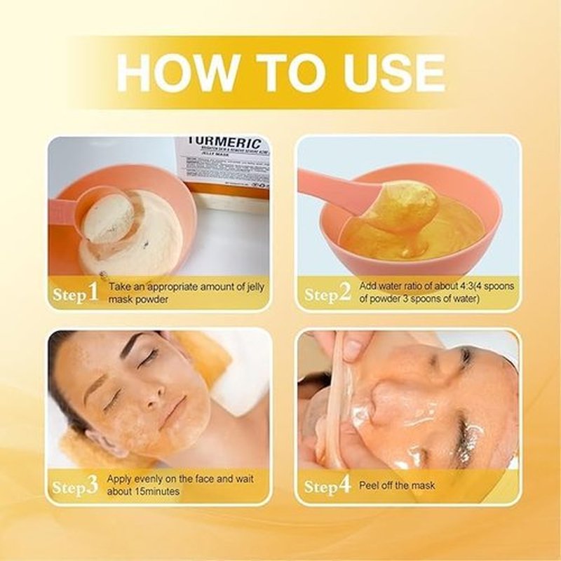 Angeland Jelly Mask for Facials Professional Natural Gel Face Masks, Moisturizing & Hydrating Jelly Face Masks, Peel Off Face Masks SkinCare 23 Fl Oz (Turmeric)