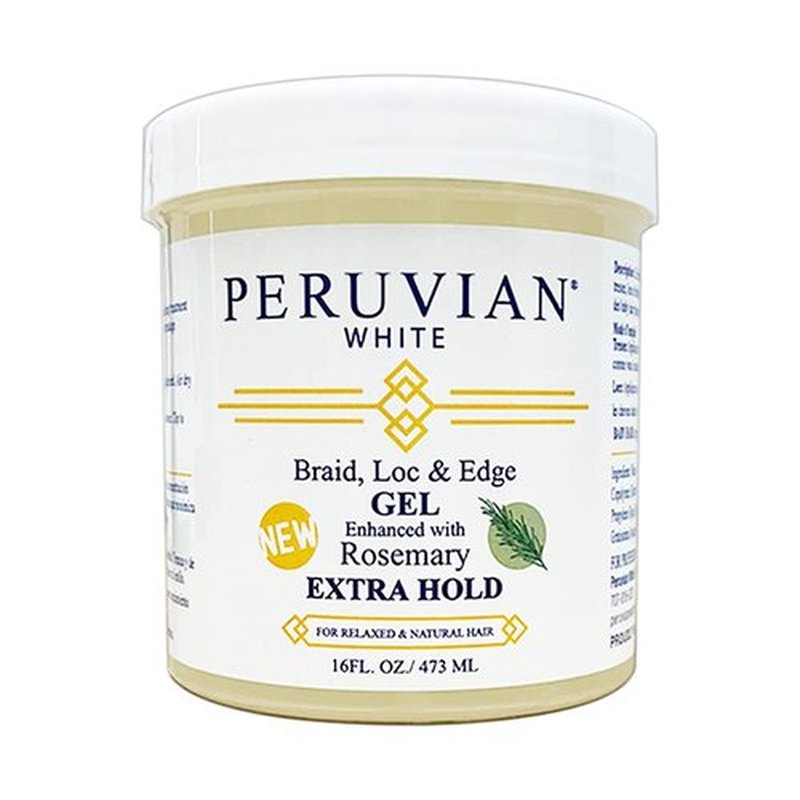 Peruvian white Braid, Loc, and Edge Gel EXTRA HOLD for Relaxed & Natural Hair, 16 oz. (Rosemary)