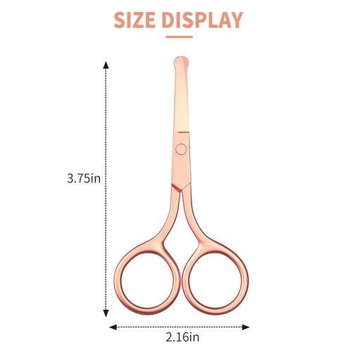 Small Scissors, Eyebrow Scissors, Nose Hair Scissors Round Tip Design, Will Not Hurt the Nasal Cavity. Nail Scissors for Hair, Eyelashes, Nose, Eyebrow Trimming, Mustache. Gold- AsonTao