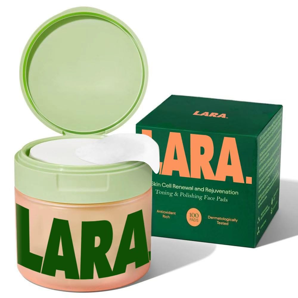 LARA. Skin Cell Renewal Toning Pads, 100-Count Hypoallergenic Collagen Moisturizing Face Pads,korean moisturizer for dry skin, Dark Spots Remover with Vitamin C