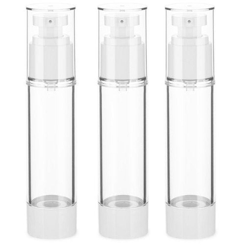 IFDGCTK 1.7OZ/50ML Clear Airless Pump Bottles, Lotion Dispenser Travel with Pump, Vacuum Plastic Travel Size Lotion Bottle for Foundation, Creams, Cosmetic(3 Pack)