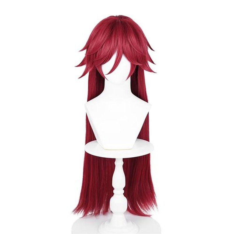 NiceLisa Mixed Deep Wine Red Long Grell Sutcliff Male Role Cosplay Costume Wig