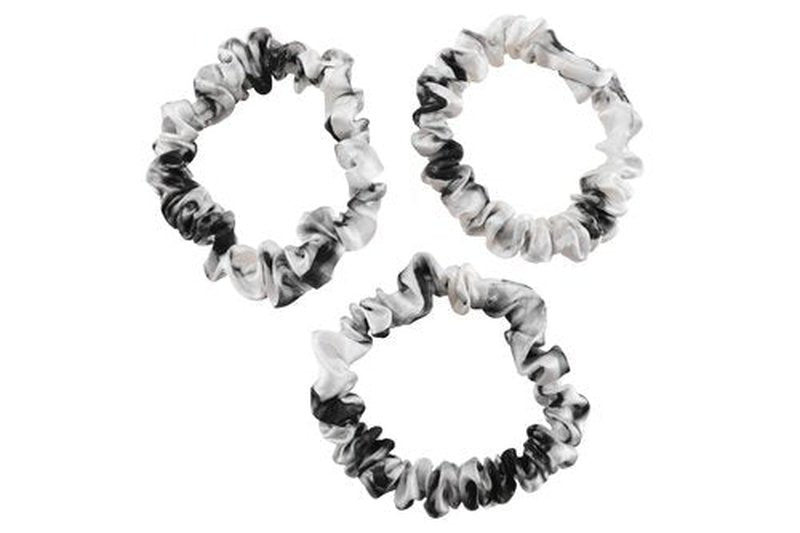 CELESTIAL SILK Mulberry Silk Scrunchies for Hair (Small, White Marble)
