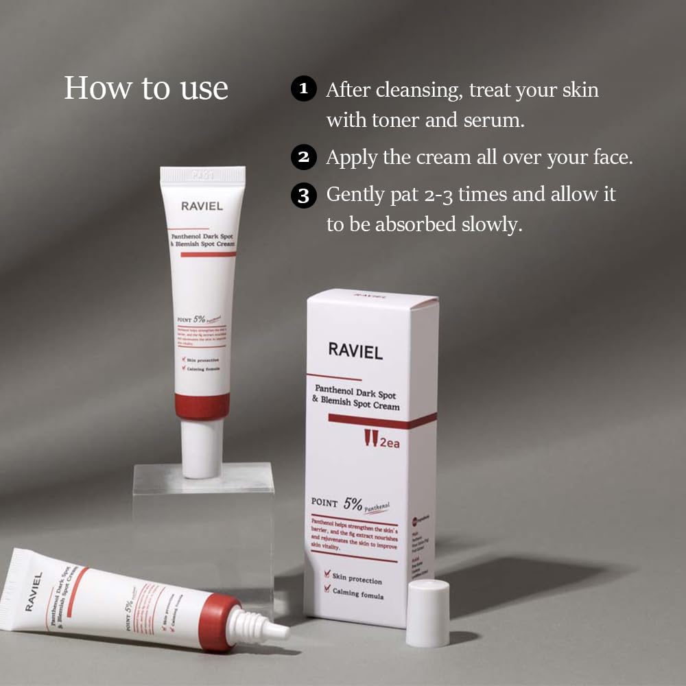 RAVIEL Panthenol Dark Spot & Pigment Care Cream – Brightening Spot Corrector with Niacinamide for Blemishes, Uneven Tone & Skin Clarity, 15ml x 2, Korean Skincare (0.5 fl oz, Pack of 2)