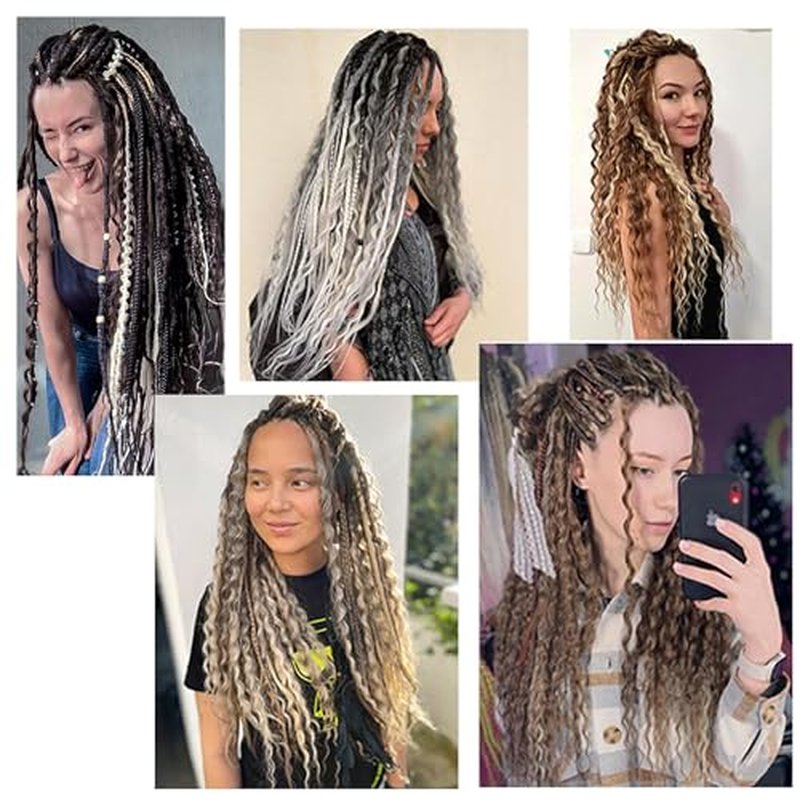 Double Ended Dreadlock Extensions 0.6CM Diameter Synthetic Hair 24Inch 20Strands Reggae Braids Hip-hop Style(Double Ended 20trands,LAVS)