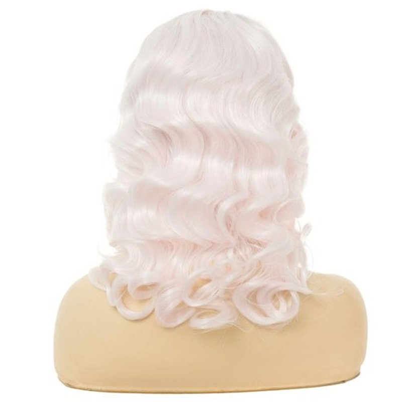 Amnenl Pink Finger Wave Curly Wig for Women 1920s Short Vintage Wigs Lady Synthetic Cosplay Costume Wig