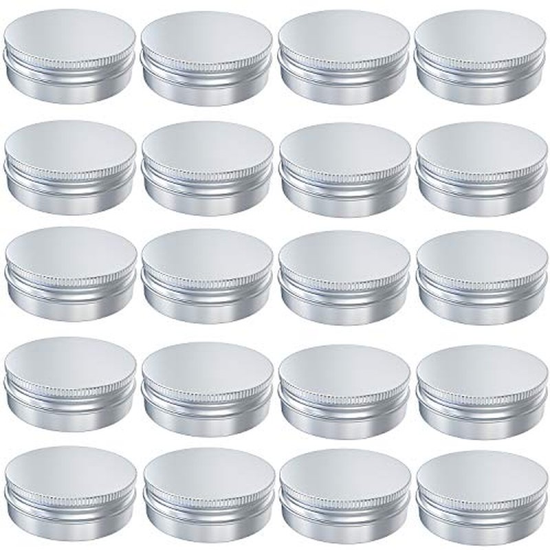 Goiio 20 Pcs 0.5 Ounce Aluminum Tin Jar 15 ML Refillable Container, with Screw Lid, Silver