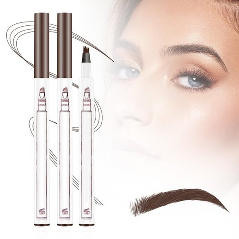 2 PCS Eyebrow Microblading Pen, 2025 New 3D Waterproof Magic Eyebrow Pencil 4 Tipped Precise Brow Pen, Long-Lasting Fine Stroke Microblade Eyebrow Pencil for Natural Makeup (Light Brown)