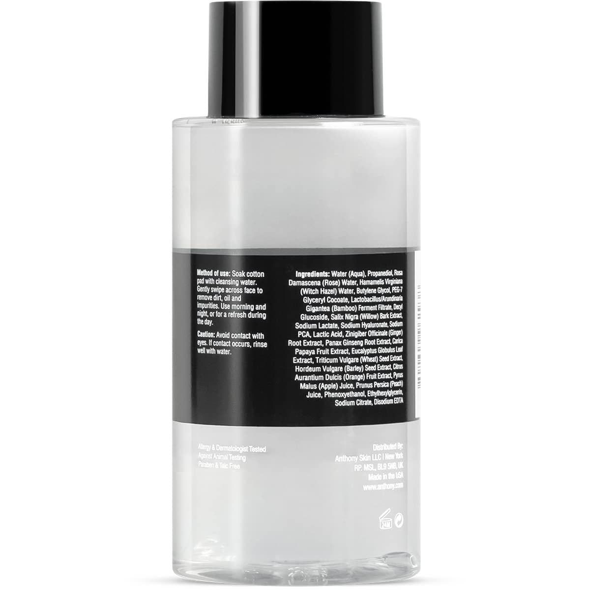 Anthony Witch Hazel Toner for Face, Kind Cleansing Water with Rose Water to Tone and Soothe, Sodium PCA to Hydrate Skin, Micelles to Remove Excess Oil and Impurities, Refreshes and Purifies, 6.7 Fl Oz