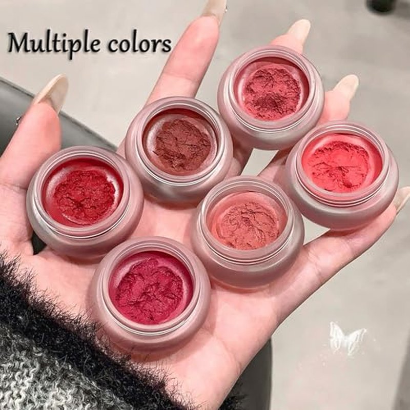 Korean Pudding Pot Blush-Lip Pudding Pot, Lip&Cheek Blurry Pudding Pot-5g, Pudding Pot Lip Tints, Buildable Lightweight, Multi-Use Soft Matte Finish Makeup Blush, Waterproof (01+02)