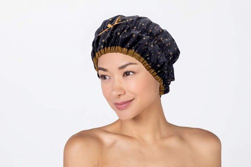Reusable Shower Cap & Bath Cap & Lined, Oversized Waterproof Shower Caps Large Designed for all Hair Lengths with PEVA Lining & Elastic Band Stretch Hem Hair Hat - Fashionista Starry Nights