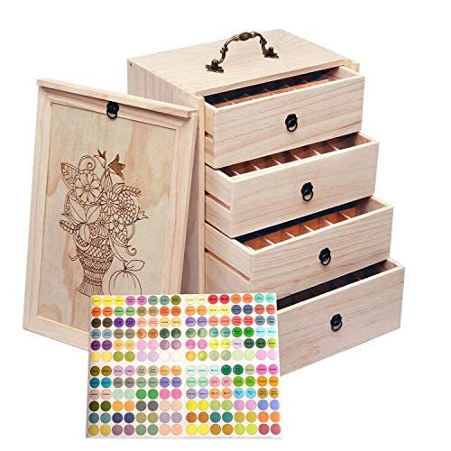 TORIBIO Essential Oils Box for 112 Bottles, Wooden Essential Oils Storage Organizer Holds 5 10 15 20 30 ml for Young Living & Doterra Bottles