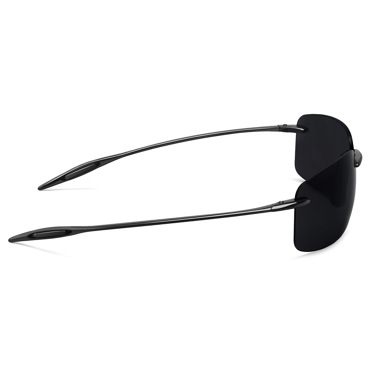 JULI Sports Sunglasses for Men Women TR90 Rimless Frame for Running Fishing Golf Surf Driving 8009 (Black/Extra Dark)
